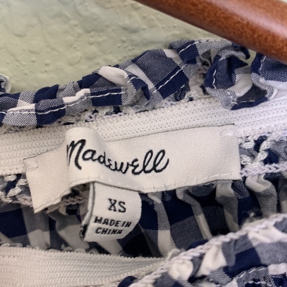 Madewell Gingham Cold Shoulder Navy and White - XS - Picture 4 of 10